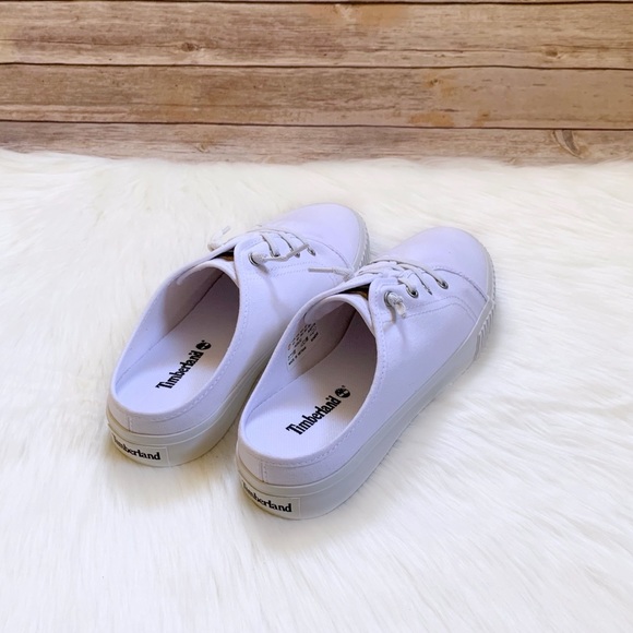 Timberland White Canvas Skyla Bay Mule Sneakers - Picture 4 of 7